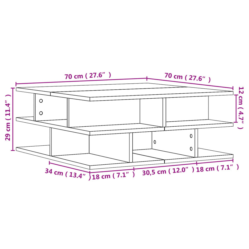 Couchtisch Schwarz 70x70x29 cm Holzwerkstoff