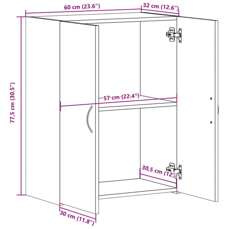 Aktenschrank Braun Eichen-Optik 60x32x77,5 cm Holzwerkstoff