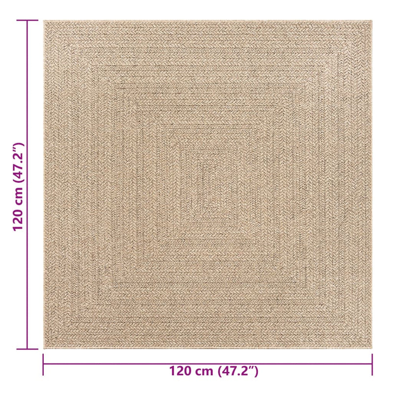 Teppich ZIZUR 120x120 cm Jute-Optik Indoor und Outdoor