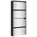 Schuhschrank Mit Spiegel 4 Fächer 63X17X134 Cm