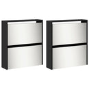 Schuhschrank Mit Spiegel 4 Fächer 63X17X134 Cm