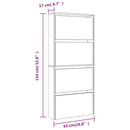 Schuhschrank Mit Spiegel 4 Fächer 63X17X134 Cm