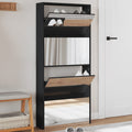 Schuhschrank Mit Spiegel 4 Fächer 63X17X134 Cm
