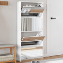 Schuhschrank Mit Spiegel 4 Fächer 63X17X134 Cm