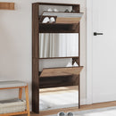 Schuhschrank Mit Spiegel 4 Fächer 63X17X134 Cm