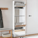 Schuhschrank Mit Spiegel 5 Fächer 63X17X169,5 Cm