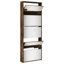 Schuhschrank Mit Spiegel 5 Fächer 63X17X169,5 Cm