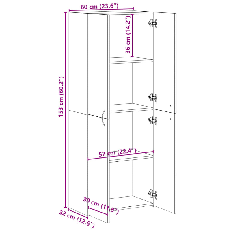 Aktenschrank Schwarz 60x32x153 cm Holzwerkstoff