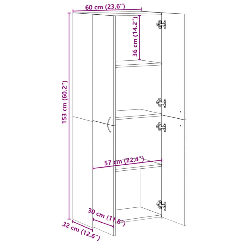 Aktenschrank Sonoma-Eiche 60x32x153 cm Holzwerkstoff