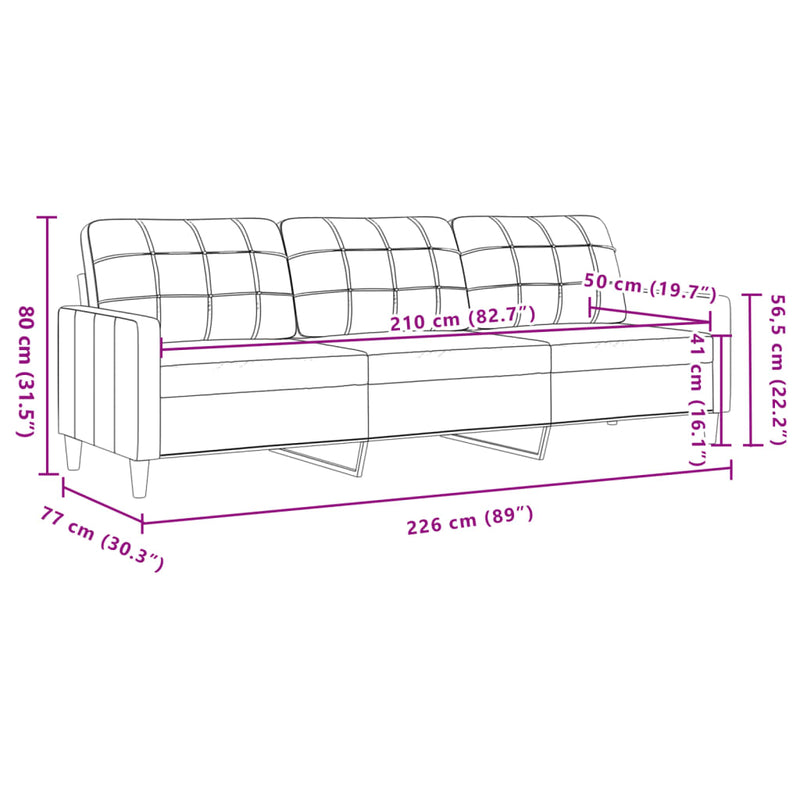 3-Sitzer-Sofa Dunkelgrau 210 cm Stoff