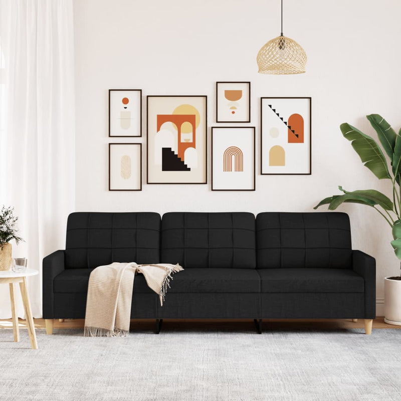 3-Sitzer-Sofa Schwarz 210 cm Stoff