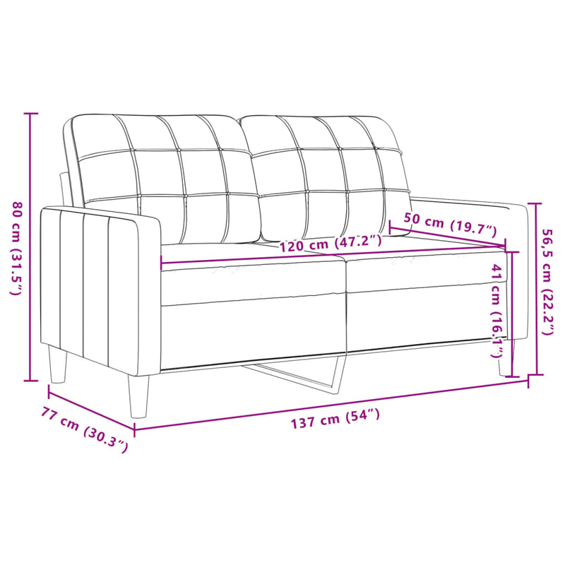 2-Sitzer-Sofa Schwarz 120 cm Samt