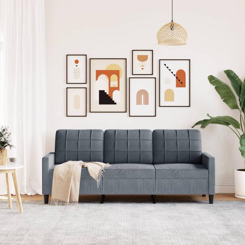 3-Sitzer-Sofa Dunkelgrau 180 cm Samt