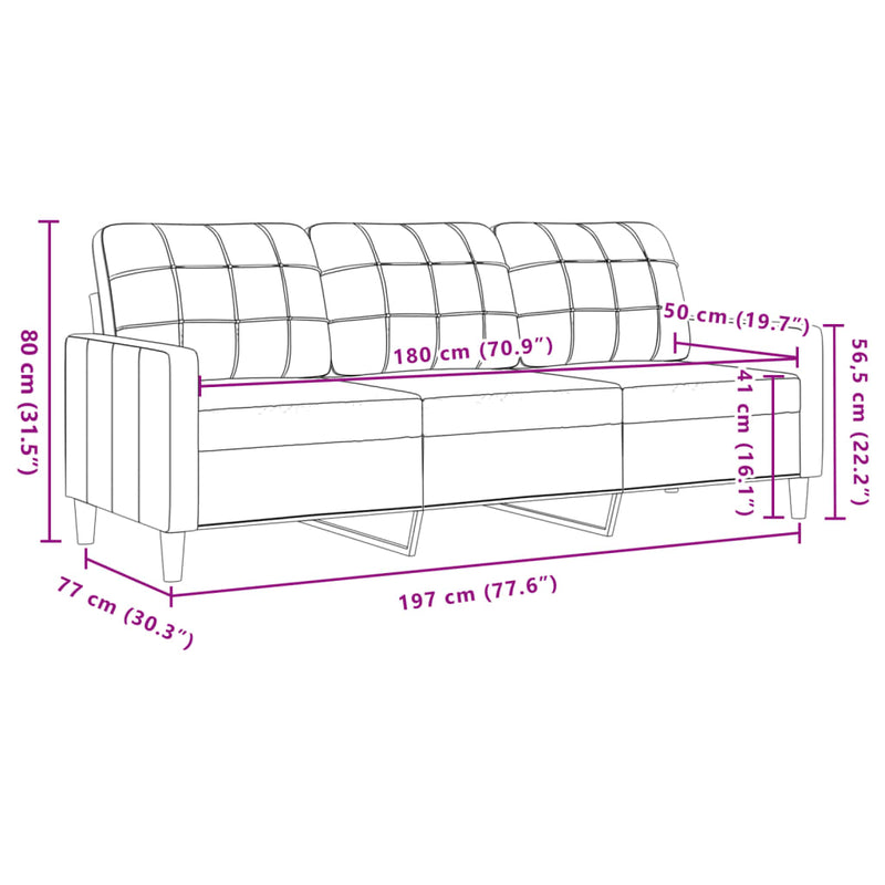 3-Sitzer-Sofa Dunkelgrau 180 cm Samt