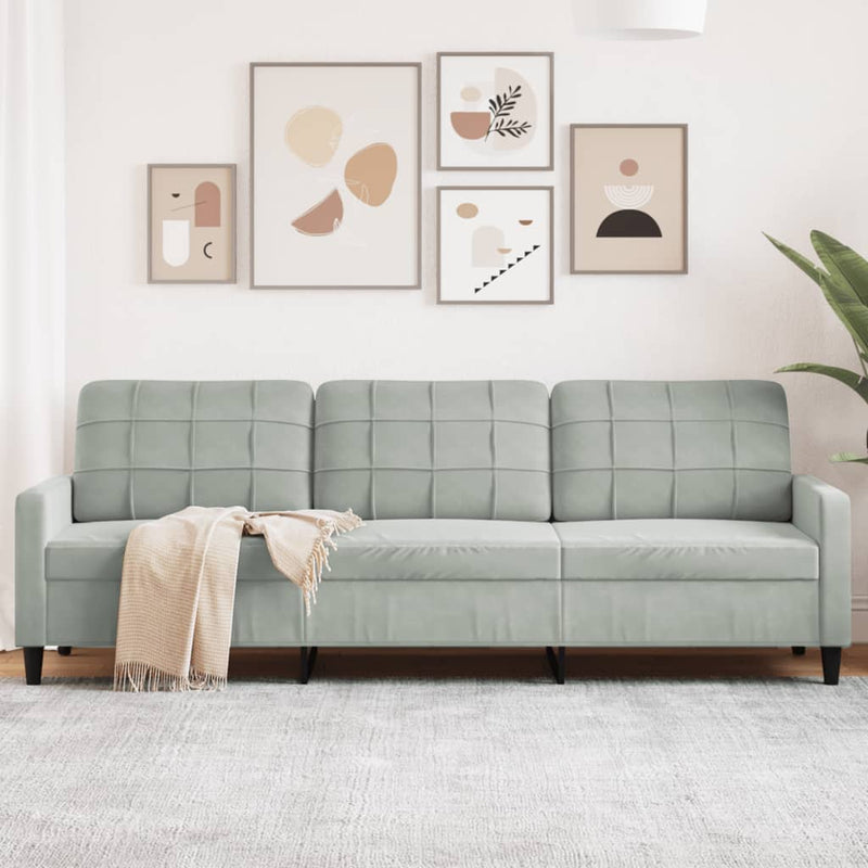 3-Sitzer-Sofa Hellgrau 210 cm Samt