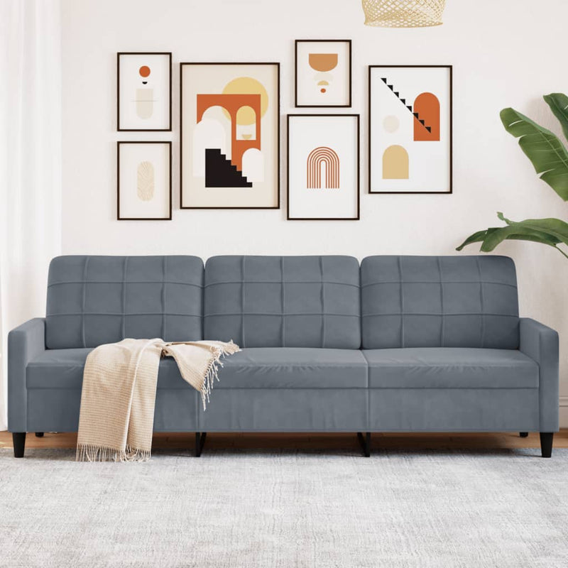 3-Sitzer-Sofa Dunkelgrau 210 cm Samt