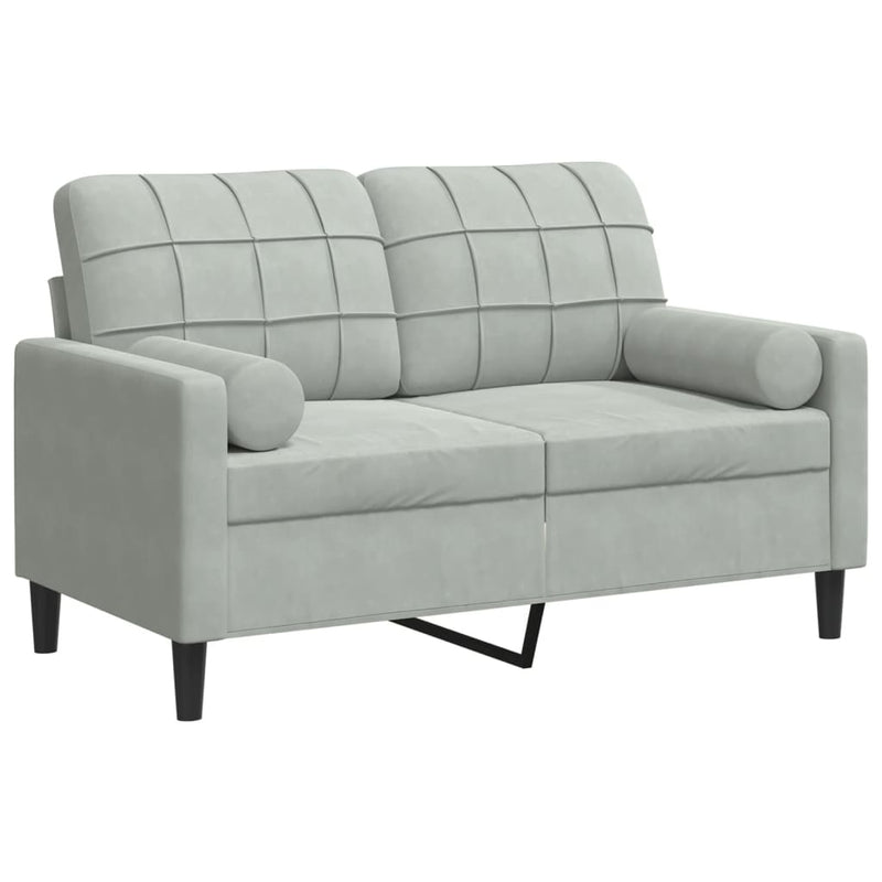 2-Sitzer-Sofa mit Zierkissen Hellgrau 120 cm Samt