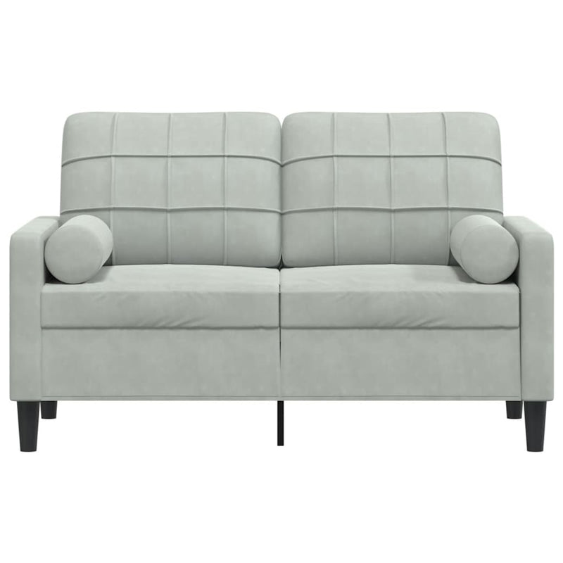 2-Sitzer-Sofa mit Zierkissen Hellgrau 120 cm Samt