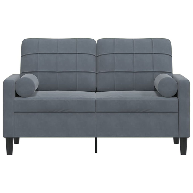 2-Sitzer-Sofa mit Zierkissen Dunkelgrau 120 cm Samt