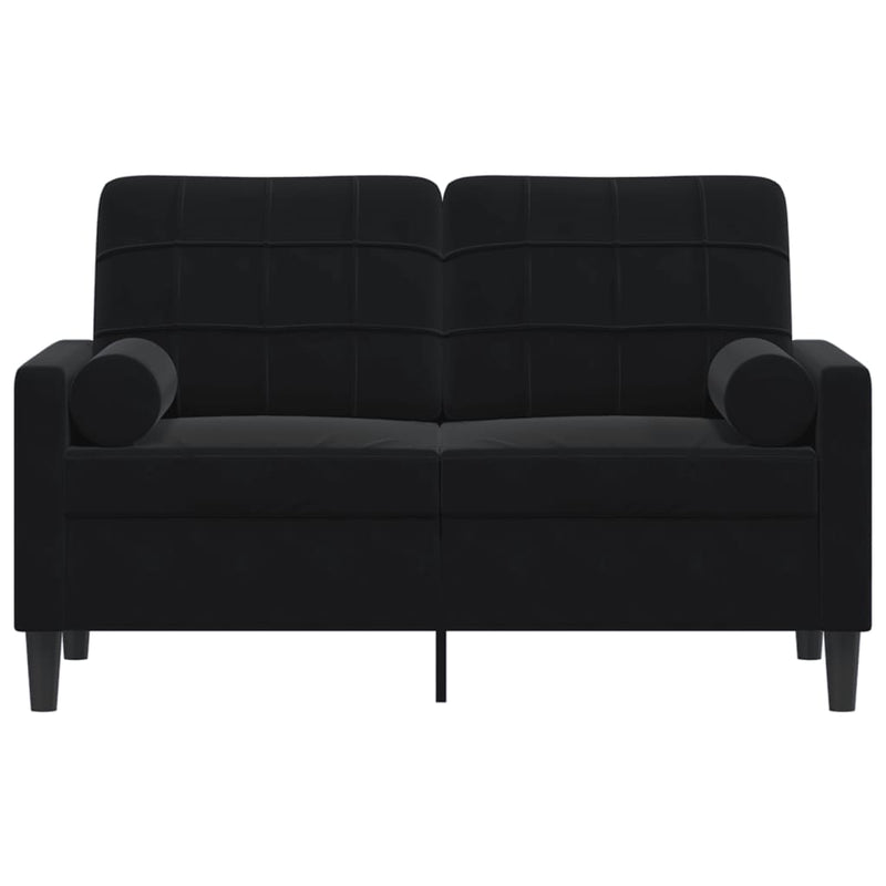 2-Sitzer-Sofa mit Zierkissen Schwarz 120 cm Samt