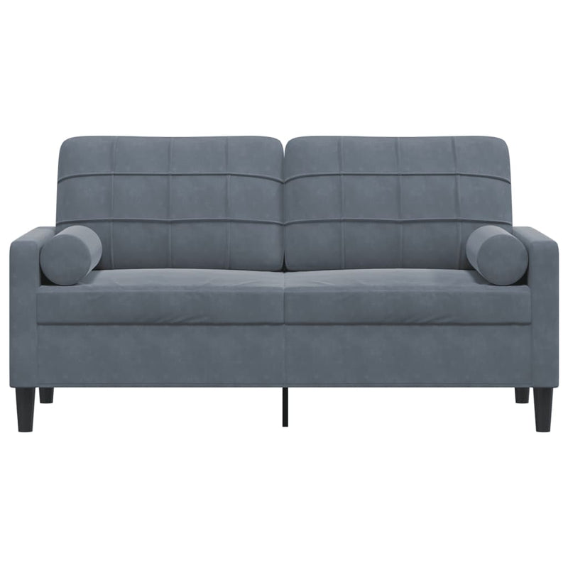 2-Sitzer-Sofa mit Zierkissen Dunkelgrau 140 cm Samt