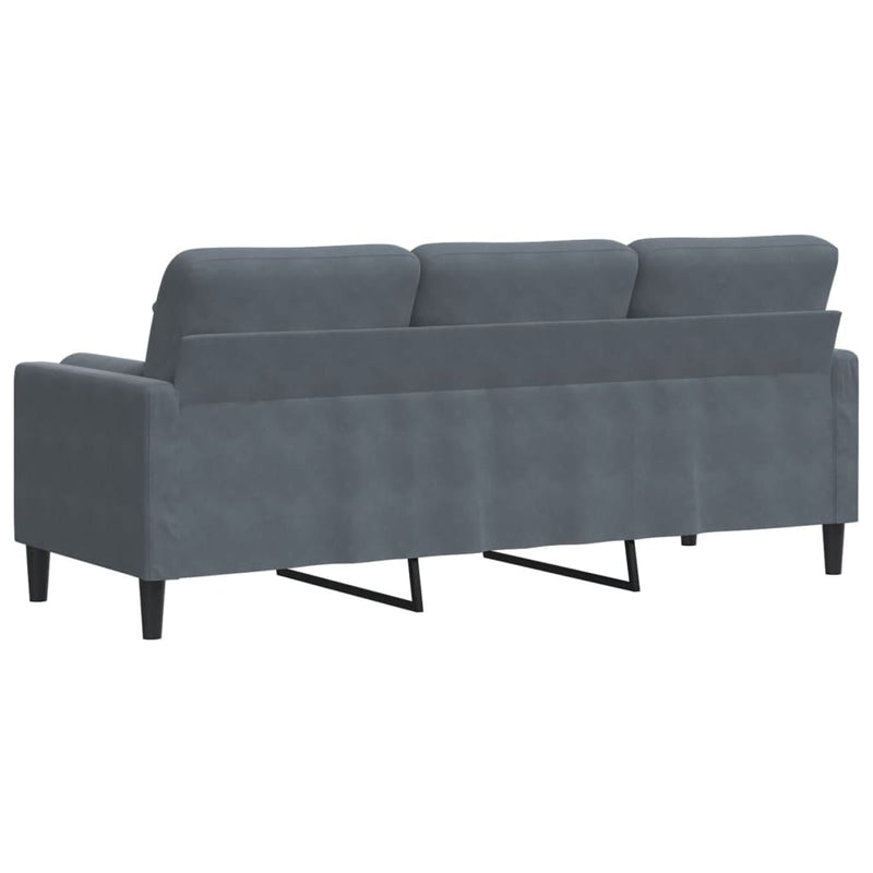 3-Sitzer-Sofa mit Zierkissen Dunkelgrau 180 cm Samt