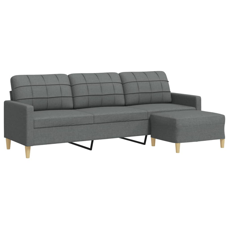 3-Sitzer-Sofa mit Hocker Dunkelgrau 210 cm Stoff