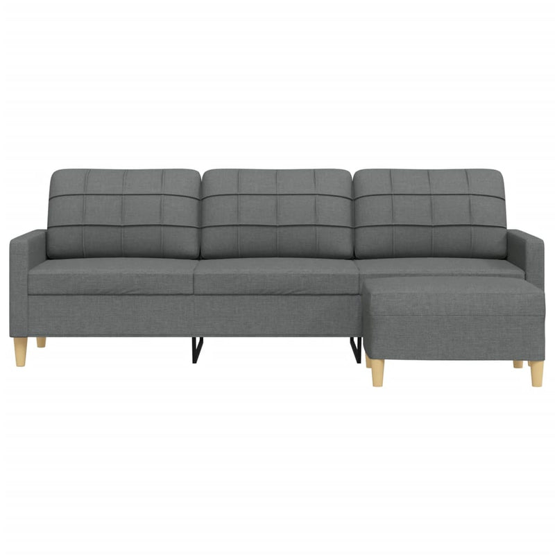 3-Sitzer-Sofa mit Hocker Dunkelgrau 210 cm Stoff