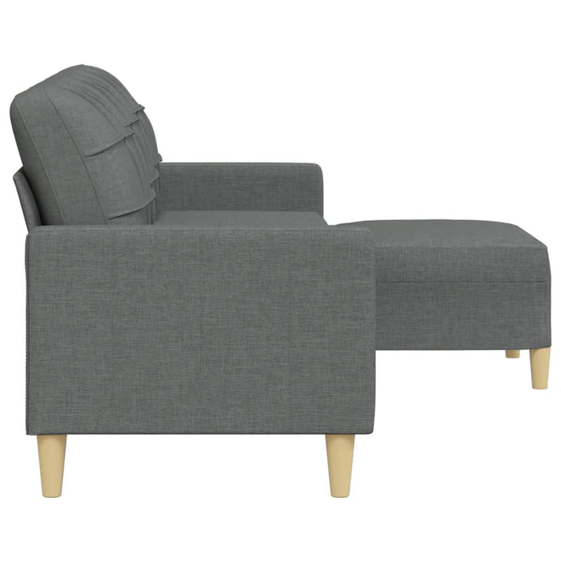 3-Sitzer-Sofa mit Hocker Dunkelgrau 210 cm Stoff