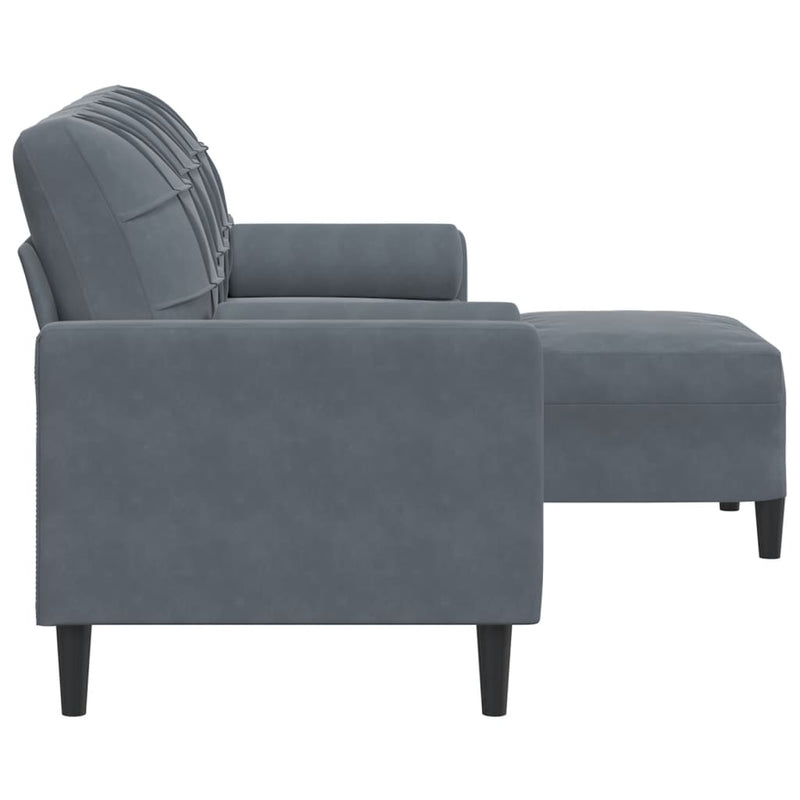 3-Sitzer-Sofa mit Hocker Dunkelgrau 180 cm Samt