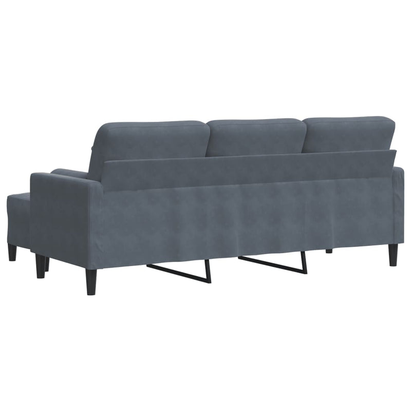 3-Sitzer-Sofa mit Hocker Dunkelgrau 180 cm Samt