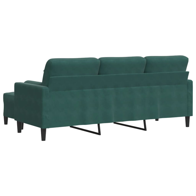 3-Sitzer-Sofa mit Hocker Dunkelgrün 180 cm Samt