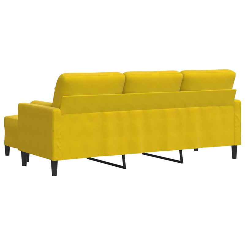 3-Sitzer-Sofa mit Hocker Gelb 180 cm Samt