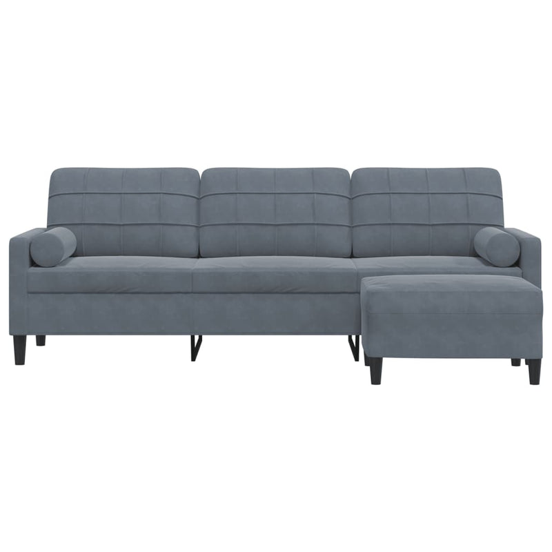 3-Sitzer-Sofa mit Hocker Dunkelgrau 210 cm Samt