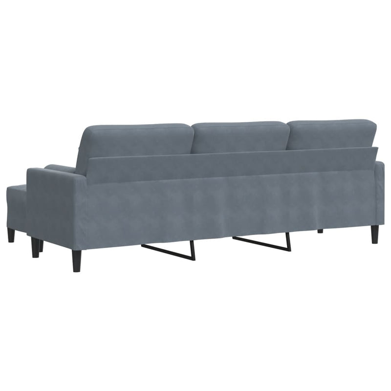 3-Sitzer-Sofa mit Hocker Dunkelgrau 210 cm Samt