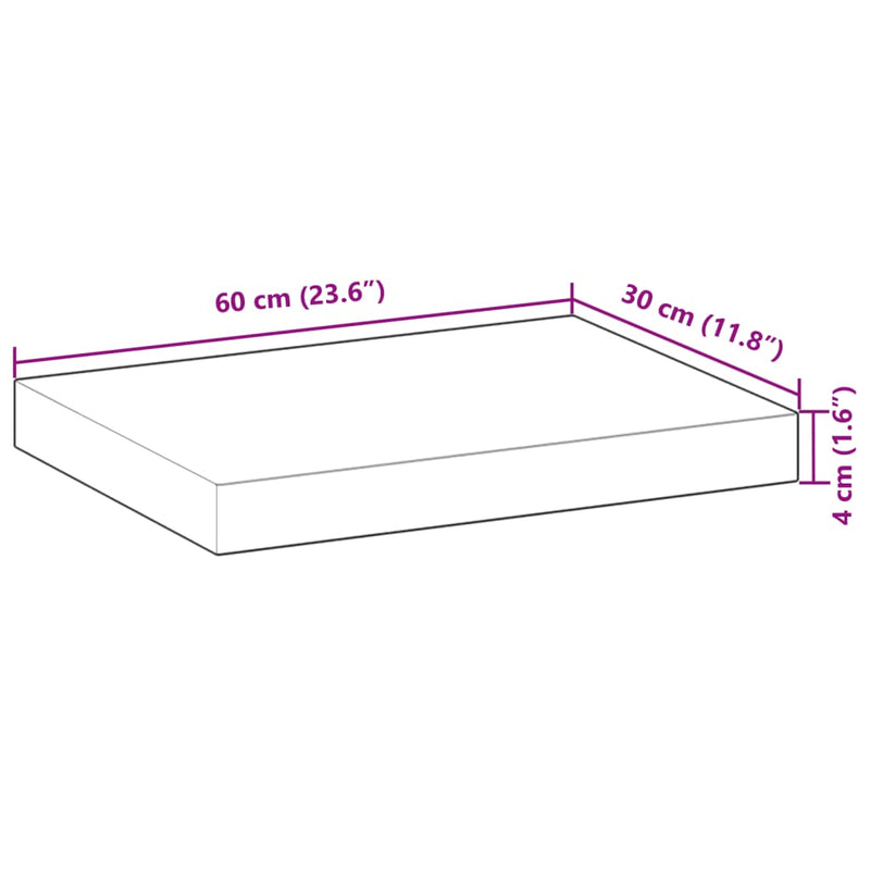 Schweberegale 2 Stk. 60x30x4 cm Massivholz Akazie Unbehandelt