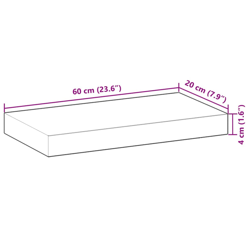 Schweberegale 2 Stk. 60x20x4 cm Massivholz Akazie Ölbehandelt