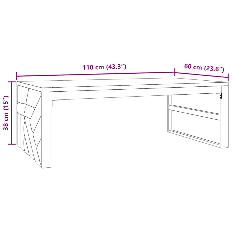 Couchtisch 110x60x38 cm Massivholz Teak