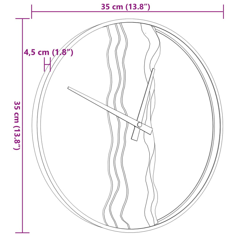 Wanduhr Braun Ø35 cm Eisen und Eichenholz