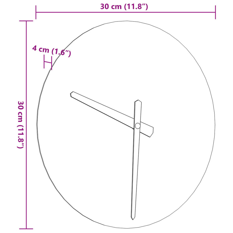 Wanduhr mit Leuchtendem Skala und Zeiger Gelb Ø30 cm