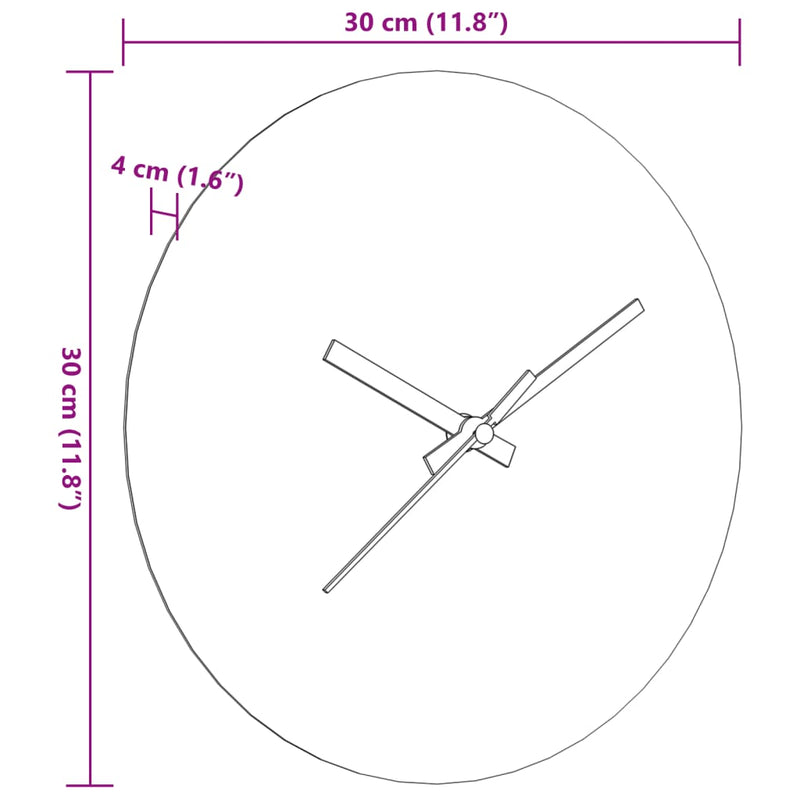 Wanduhr mit Leuchtender Skala und Zeiger Braun Ø30 cm