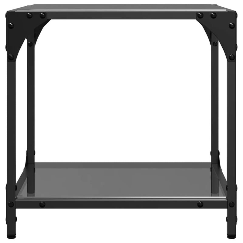 Couchtisch mit Glasplatte Schwarz Transparent 40x40x40 cm Stahl