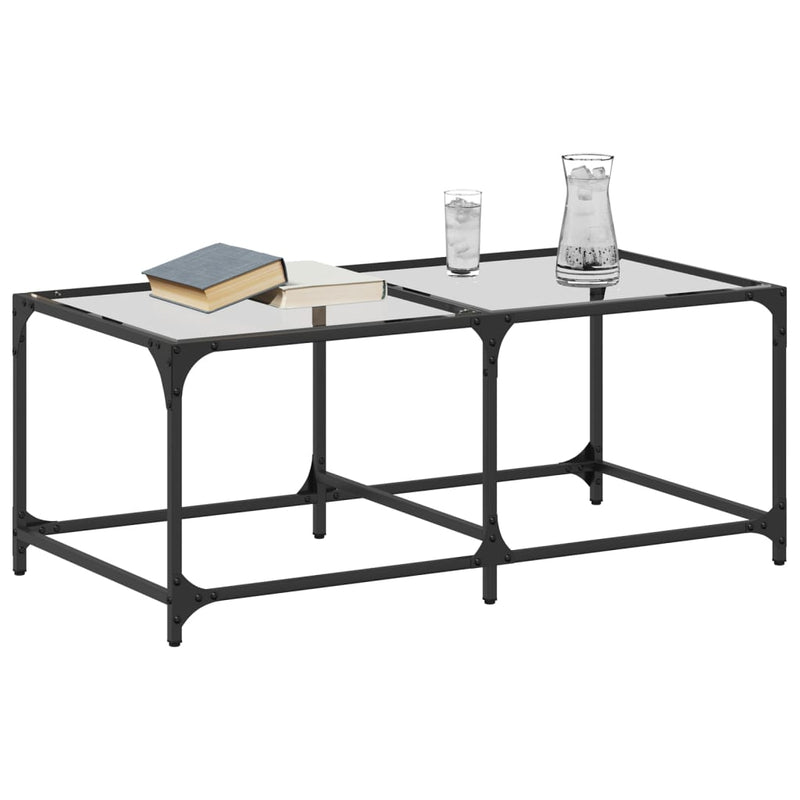 Couchtisch mit Glasplatte Transparent 98,5x50x40 cm Stahl