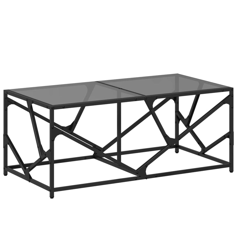 Couchtisch mit Glasplatte Schwarz 98,5x50x41 cm Stahl