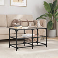 Couchtisch Mit Glasplatte Schwarz 78,5X40X45 Cm Stahl