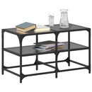 Couchtisch Mit Glasplatte Schwarz 78,5X40X45 Cm Stahl