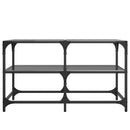 Couchtisch Mit Glasplatte Schwarz 78,5X40X45 Cm Stahl