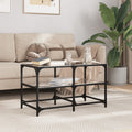 Couchtisch Mit Glasplatte Schwarz 78,5X40X45 Cm Stahl