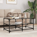 Couchtisch Mit Glasplatte Schwarz 78,5X40X45 Cm Stahl