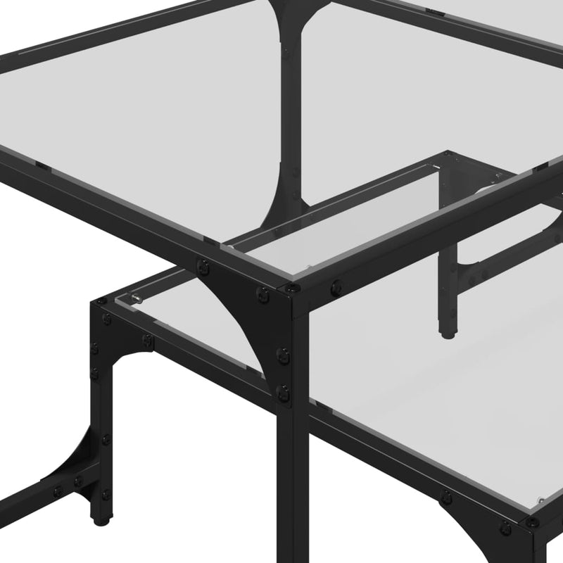 Couchtisch mit Glasplatte Transparent 98,5x50x45 cm Stahl